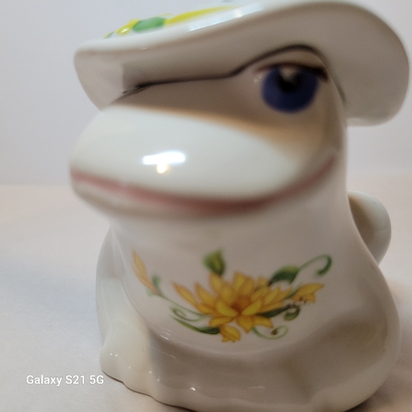 Avon Winking Lady Frog With Hat Figure 1980 Vintage Garden Party - Picture 2 of 7